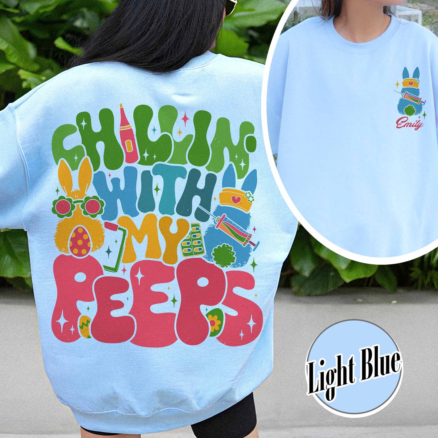 Nurse Easter Sweatshirt,Nurse Easter Sweatshirt, Chillin with My Peeps Easter Bunny Sweatshirt,Doctor Easter Sweatshirt