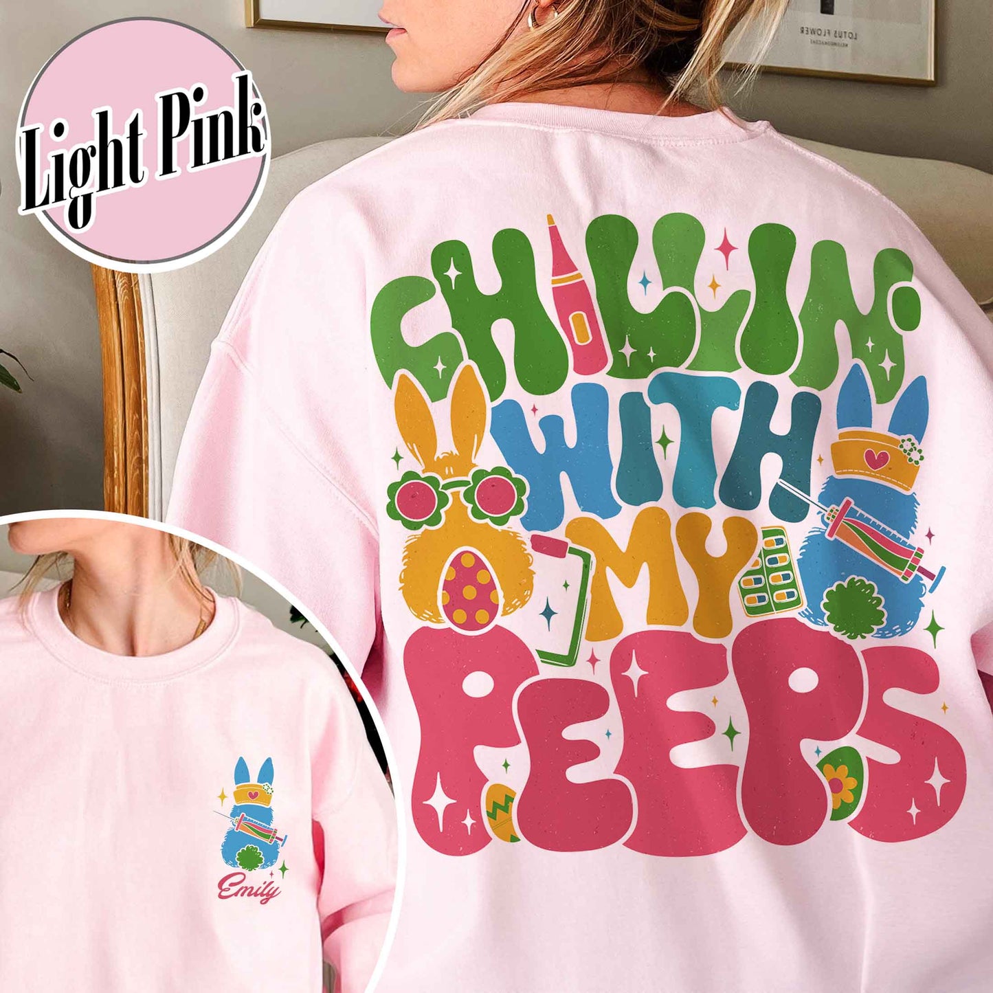 Nurse Easter Sweatshirt,Nurse Easter Sweatshirt, Chillin with My Peeps Easter Bunny Sweatshirt,Doctor Easter Sweatshirt