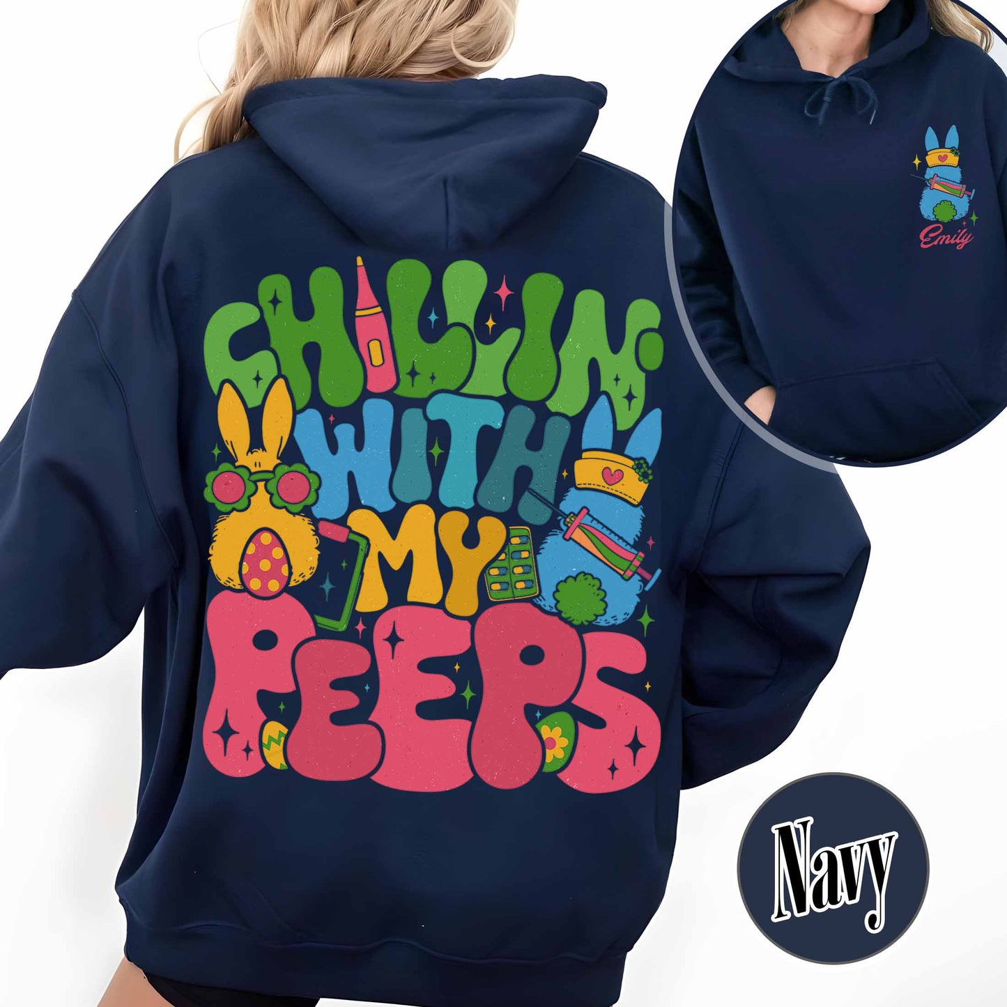 Nurse Easter Hoodie,Nurse Easter Hoodie, Chillin with My Peeps Easter Bunny Hoodie,Doctor Easter Hoodie