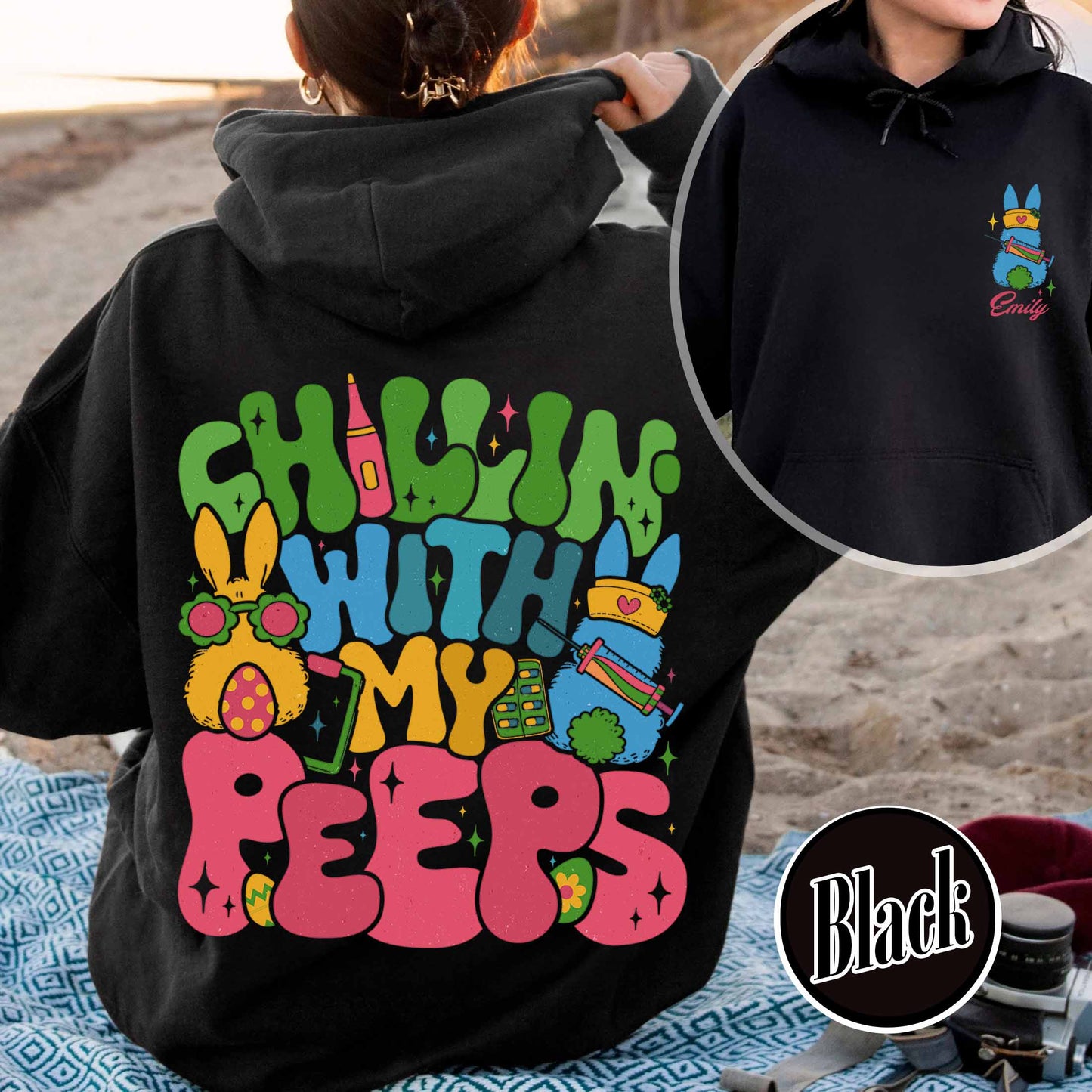 Nurse Easter Hoodie,Nurse Easter Hoodie, Chillin with My Peeps Easter Bunny Hoodie,Doctor Easter Hoodie