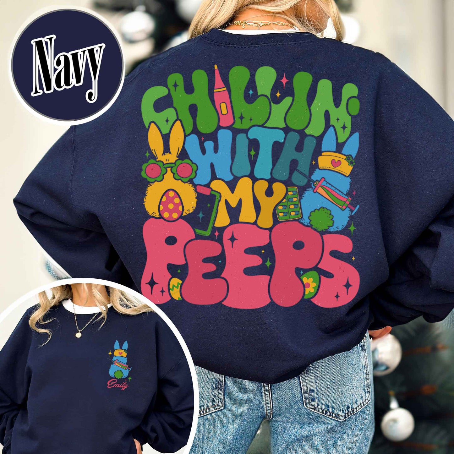 Nurse Easter Sweatshirt,Nurse Easter Sweatshirt, Chillin with My Peeps Easter Bunny Sweatshirt,Doctor Easter Sweatshirt