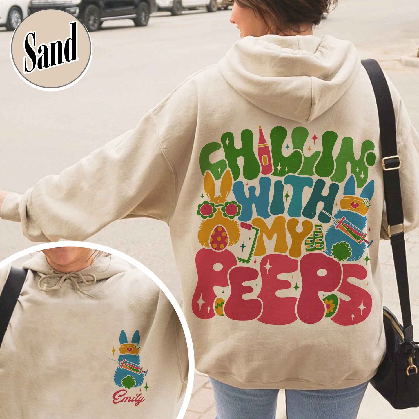 Nurse Easter Hoodie,Nurse Easter Hoodie, Chillin with My Peeps Easter Bunny Hoodie,Doctor Easter Hoodie