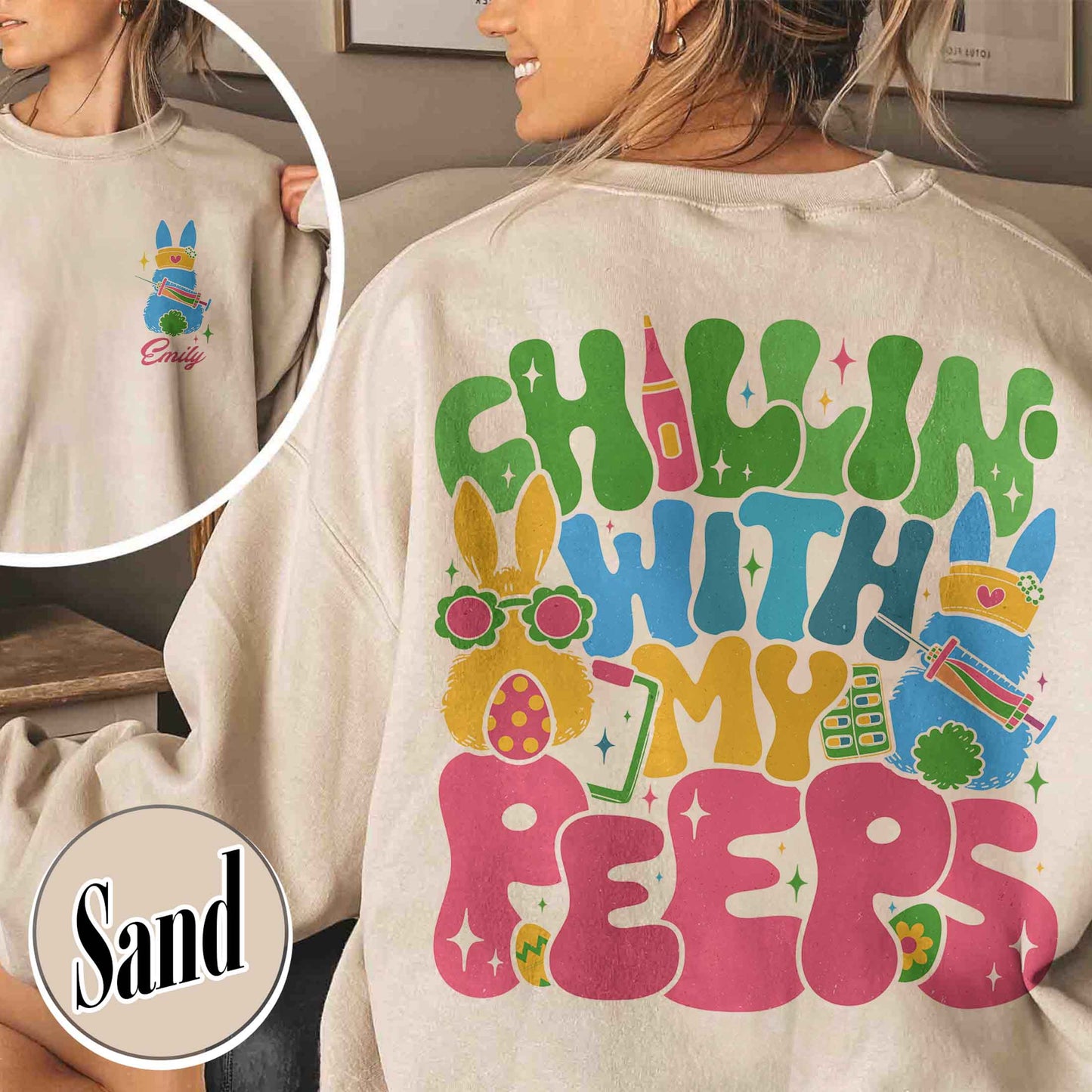 Nurse Easter Sweatshirt,Nurse Easter Sweatshirt, Chillin with My Peeps Easter Bunny Sweatshirt,Doctor Easter Sweatshirt