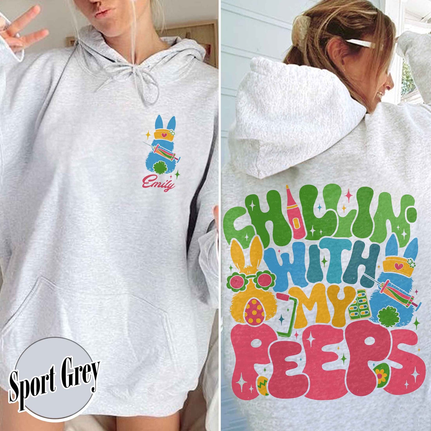 Nurse Easter Hoodie,Nurse Easter Hoodie, Chillin with My Peeps Easter Bunny Hoodie,Doctor Easter Hoodie