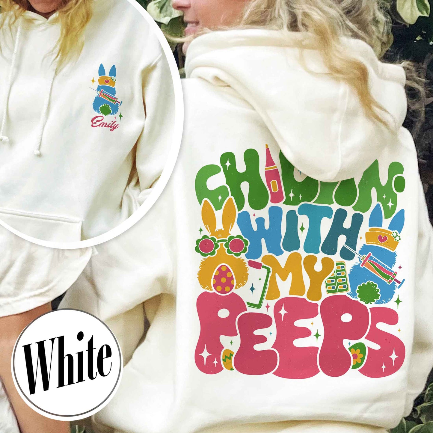 Nurse Easter Hoodie,Nurse Easter Hoodie, Chillin with My Peeps Easter Bunny Hoodie,Doctor Easter Hoodie