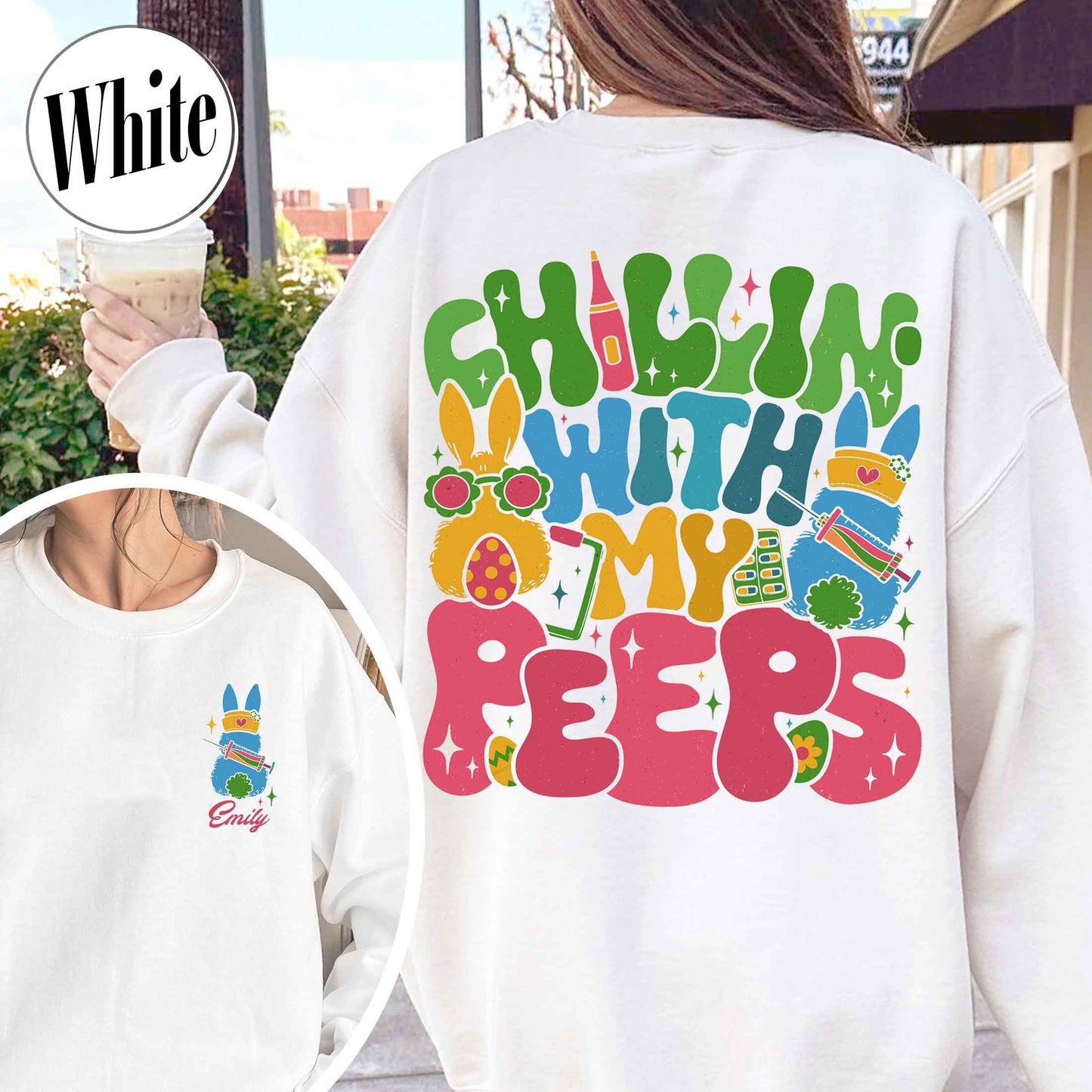 Nurse Easter Sweatshirt,Nurse Easter Sweatshirt, Chillin with My Peeps Easter Bunny Sweatshirt,Doctor Easter Sweatshirt
