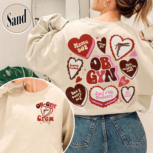 Nurse Valentine Sweatshirt, OBGYN Nurse Cute Hearts Sweatshirt, Gift for L&D Nurse, Obstetrics Sweatshirt