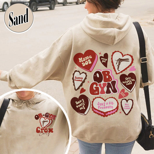 Nurse Valentine Hoodie, OBGYN Nurse Cute Hearts Hoodie, Gift for L&D Nurse, Obstetrics Hoodie