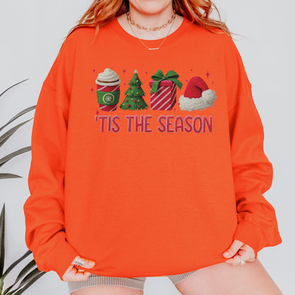 Tis The Season Shirt: Christmas Coffee, Holiday Gift, Santa Hat Tree, Festive Christmas Outfit Sweatshirt