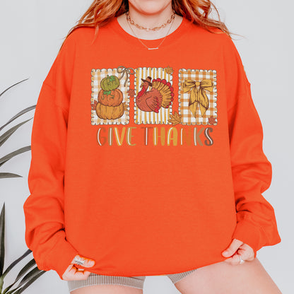 Thanksgiving Holiday, Give Thanks Coquette, Fall Pumpkin Turkey, Grateful Thankful Blessed, Autumn Gift Sweatshirt