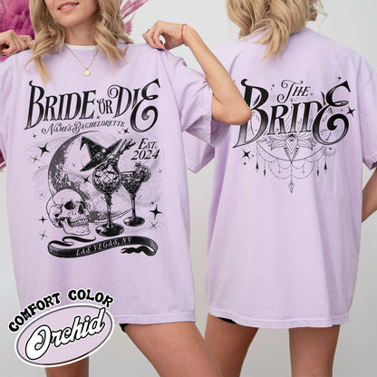 Bride or Die Shirts, ’til Death Do Us Party, Personalized Bachelorette Shirt, Witchy Bachelorette Shirt, Halloween Bachelorette Party Shirts