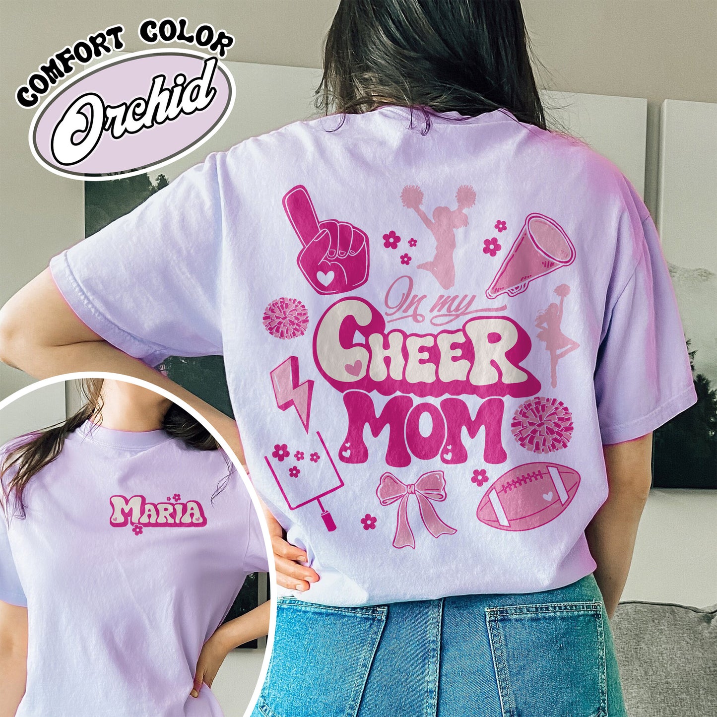 In My Cheer Mom Era Tshirt, Custom Cheer Mom Shirt, Cheer Mom Shirt, Football And Cheer Mom, Cheer Mom Shirt Name, Cheer Mom Summit Shirt