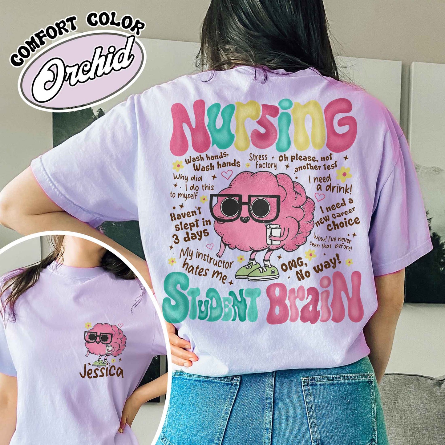 Nursing Student Brain Comfort Colors, Nursing School, Nurse Shirt, For Work Rn, Nurse Life Shirt, Registered Nurse Hoodie, Cna Shirt