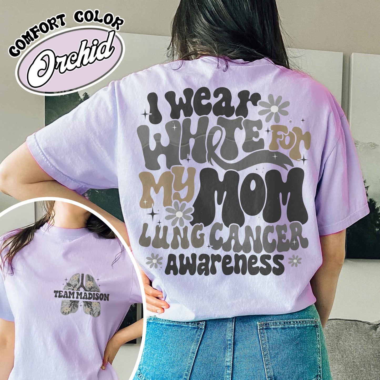 Lung Cancer Support Comfort Colors Shirt, White Ribbon Lung Cancer Fighter, Floral Lungs Shirt, No Body Fights Alone, Team Lung Cancer Shirt