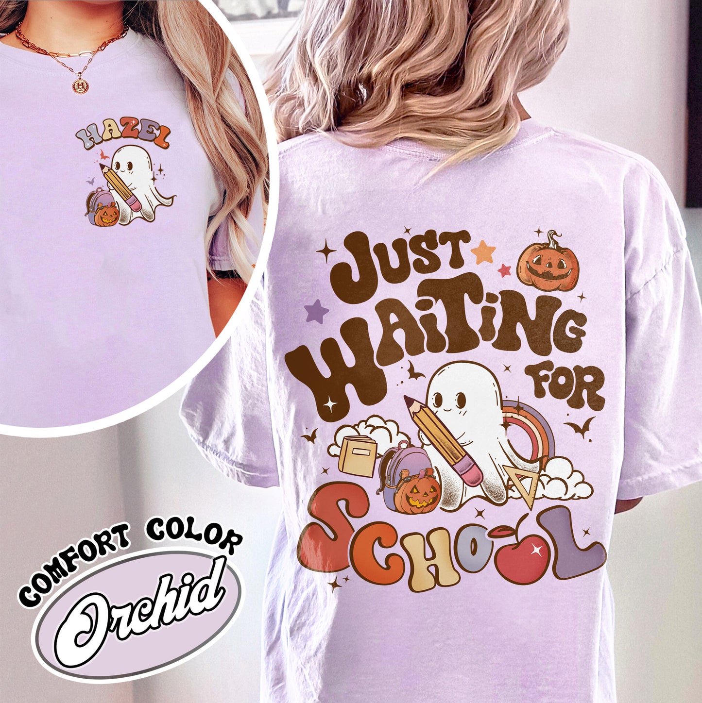 Halloween Comfort Color Shirt, Waiting for Back to School Shirt, Custom Halloween Teacher Shirt