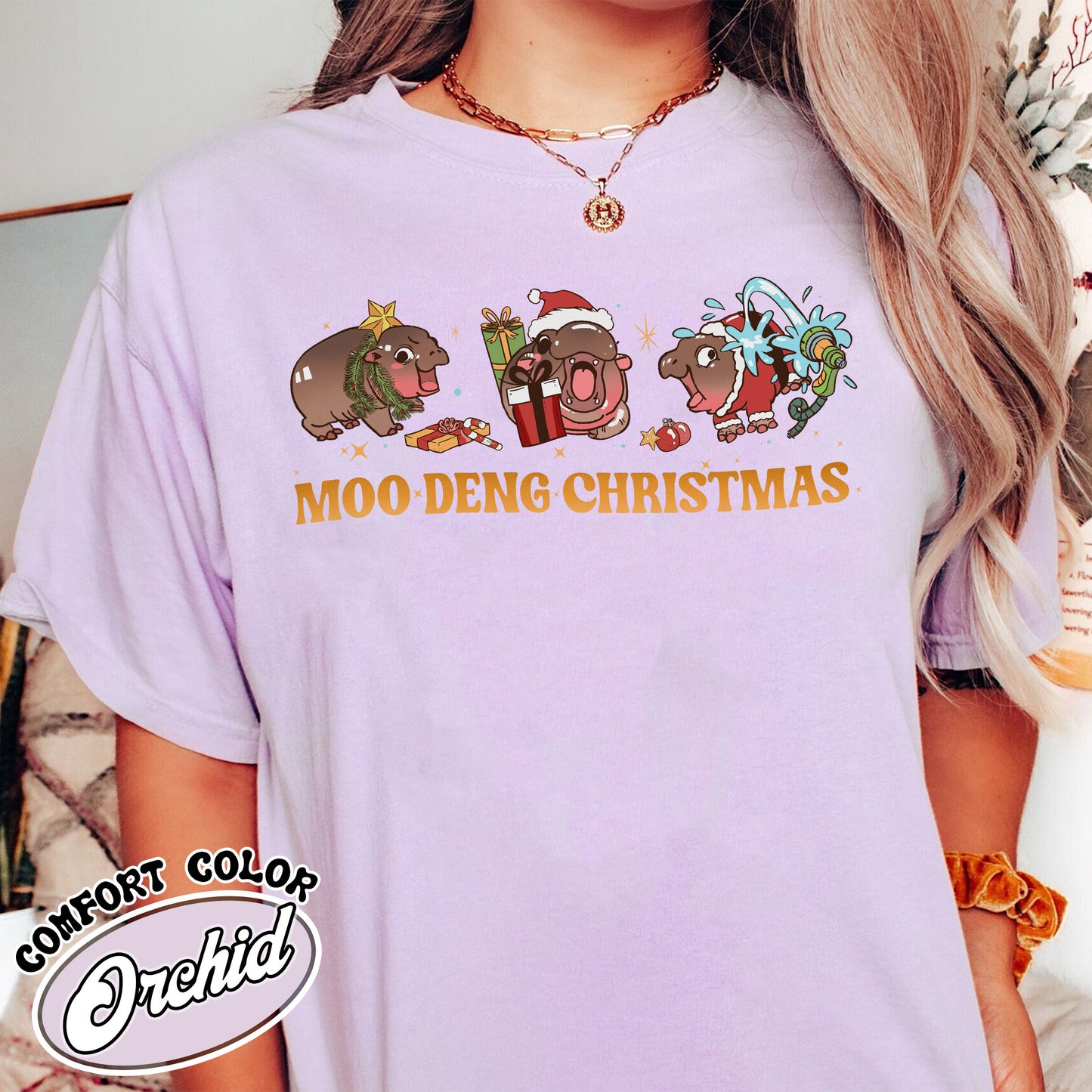 Moo Deng Shirt, Baby Hippo Shirt, Christmas Shirt, Baby Hippo Tee, Moo Deng Gift, Christmas Gift, Moo Deng Lover Shirt, Funny Baby Hippo Lover