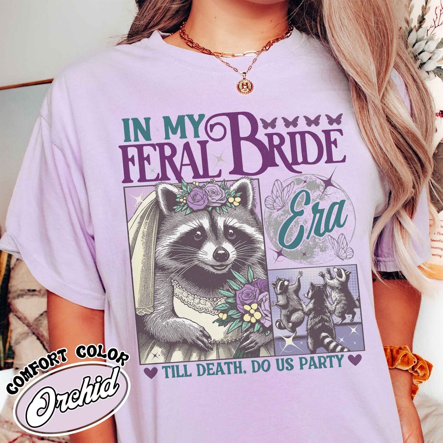 Funny Bride Shirt, Raccoon Bride Shirt, in My Raccoon Bride Era Shirt, Gift for Bride, Distressed Retro Raccoon Bride Comfort Colors TShirt