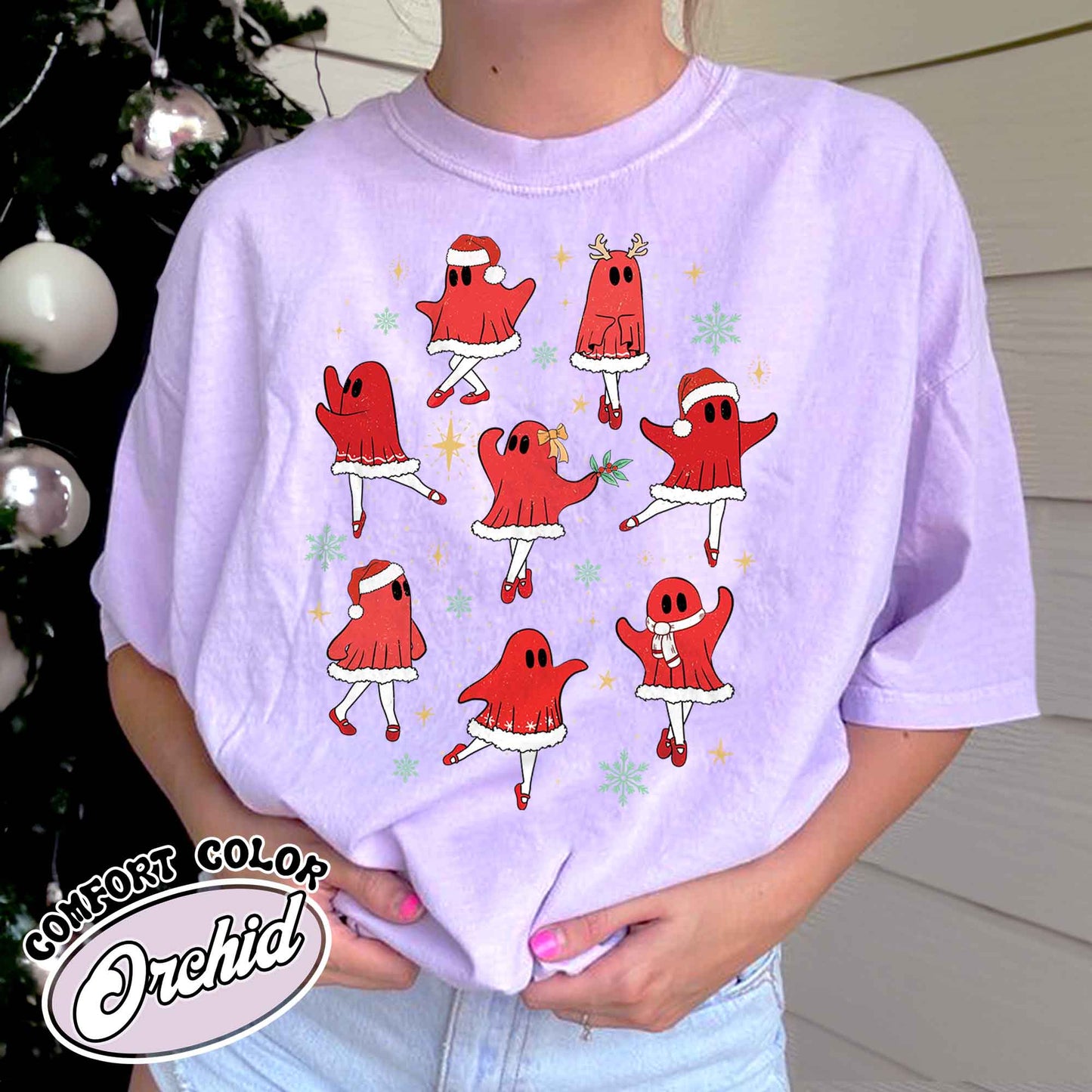 Ballet Ghost T-Shirt, Ballet Christmas Tshirt, Christmas Shirt for Dancer, Dance Teacher Christmas Shirt, Cute Christmas Ghost Shirt, Xmas Gift