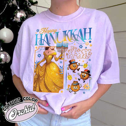 Happy Hanukkah Comfort Color Shirt, Menorah Shirt, Hanukah Menorah Dreidel Shirt, Happy Hannukah Merry Christmas Shirt, Chanukah Shirt, Jewish Holiday Shirt