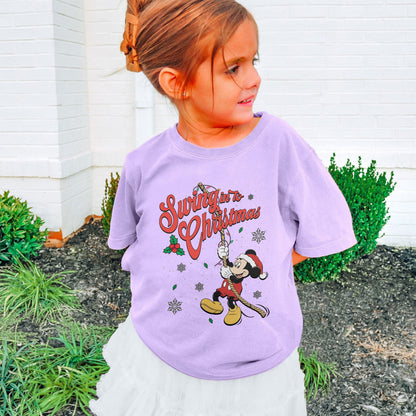 Swing Into Christmas Shirt: Funny Mickey Christmas Tee, Cute Holiday Shirt, Festive Disney Christmas Outfit Youth Tshirt