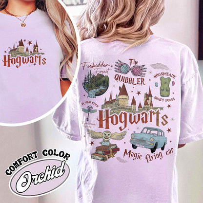 Wizard School Fandom Comfort Colors Shirt, Book Reading Magic Shirt, Bookish Shirt, Hp Inspired Two Sided T Shirt, Gift For Friends