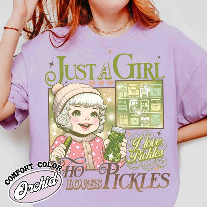 Pickle T-Shirt, Canned Pickles T Shirt, Canned Pickles T-Shirt, Pickle Jar T Shirt, Women Christmas Gift, Just a Girl Who Loves Pickles Shirt