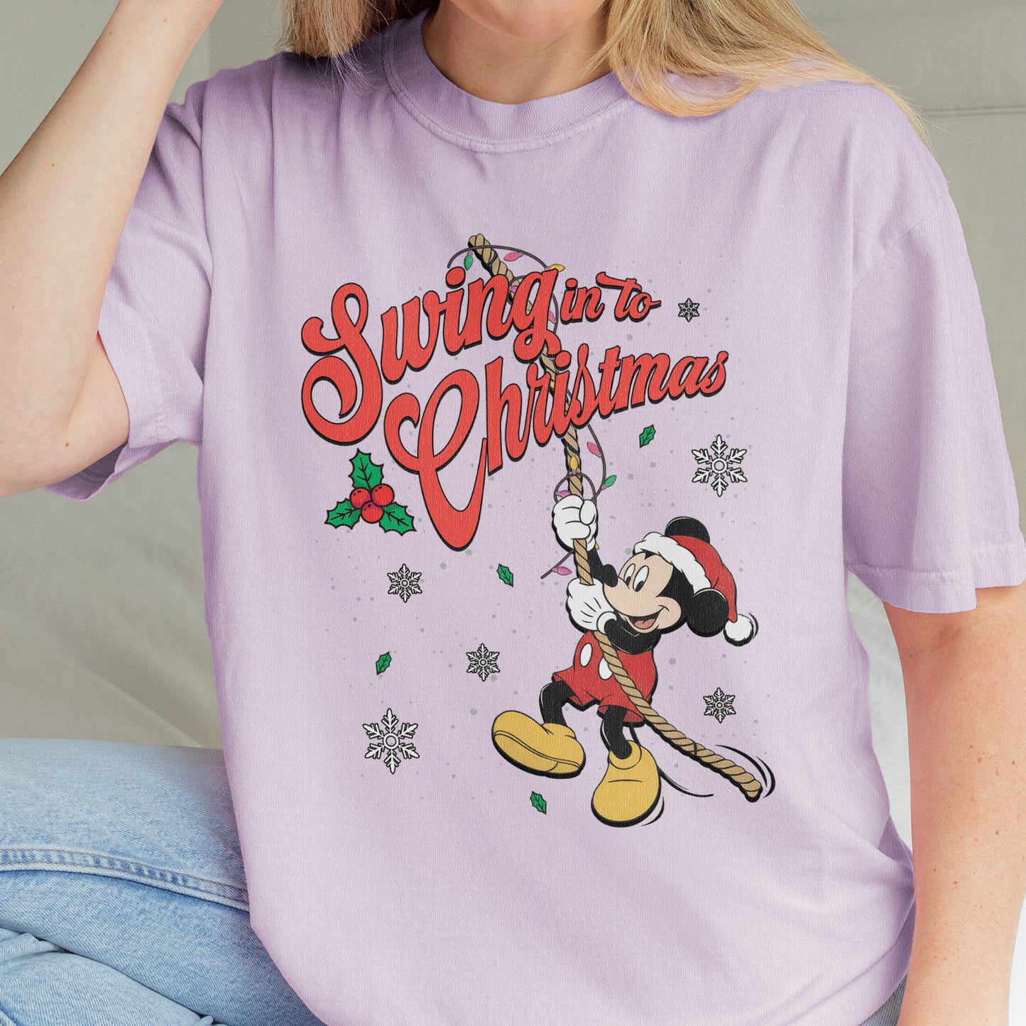 Swing Into Christmas Shirt: Funny Mickey Christmas Tee, Cute Holiday Shirt, Festive Disney Christmas Outfit Tshirt