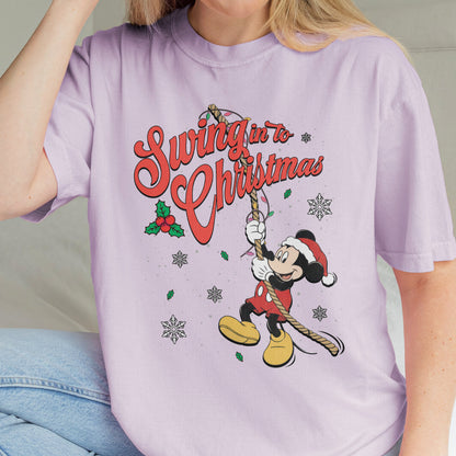 Swing Into Christmas Shirt: Funny Mickey Christmas Tee, Cute Holiday Shirt, Festive Disney Christmas Outfit Tshirt