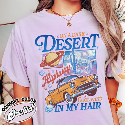 Adventure Camping Comfort Color Shirt, on a Dark Desert Highway Shirt, Desert Shirt