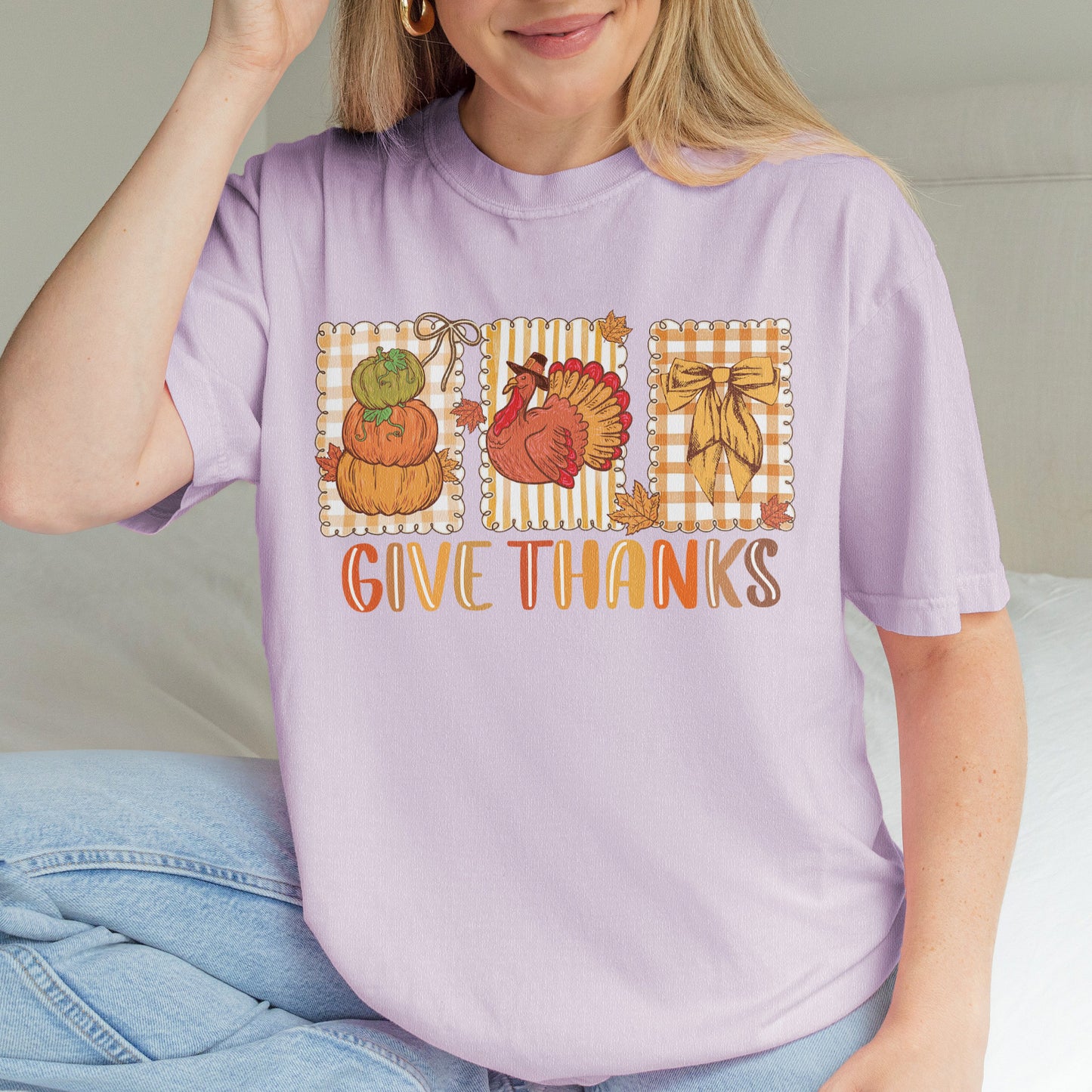 Thanksgiving Holiday, Give Thanks Coquette, Fall Pumpkin Turkey, Grateful Thankful Blessed, Autumn Gift Tshirt
