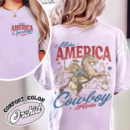 Make America Cowboy Again Comfort Colors Shirt,Make America Cowboy Again Tshirt,4th of July Shirts,4th of July Western Comfort Colors Shirt