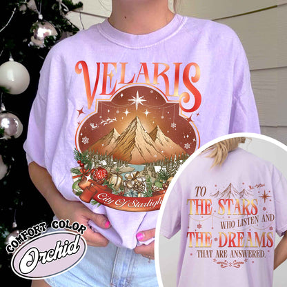 Velaris City of Starlight Two-Sided Shirt, Velaris Shirt Comfort Colors, Velaris City Starlight Shirt, City of Velaris, Velaris Christmas Shirt