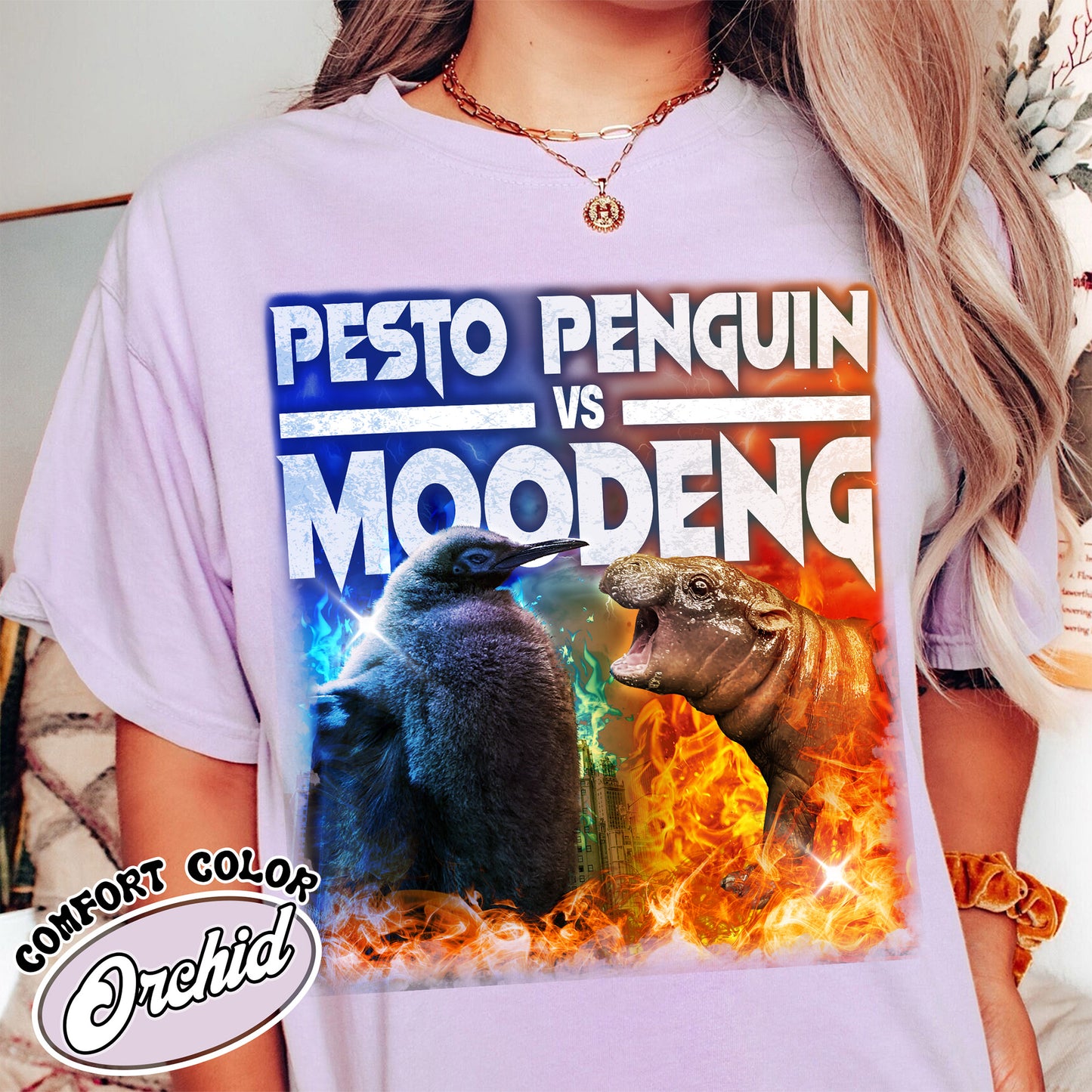 Pesto the Penguin Shirt, Moo Deng Shirt, Hippo Moo Deng Shirt, Animal Lover Gift, the Penguin Viral Cute Shirt, Funny Penguin, Zoo Baby Hippo