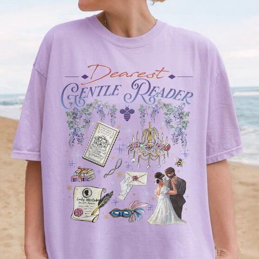Dearest Gentle Reader, Regency Romance Aesthetic, Bridgerton Inspired Gift for Book Lovers Tshirt