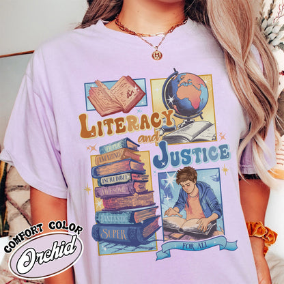 Literacy And Justice For All Shirt, Literacy And Justice For All Tshirt, Book Lover Shirt, Reading Shirt, Librarian Shirt, Literary Shirt