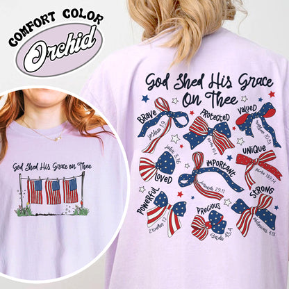 4th of July Comfort Color Shirt, God Shed His Grace on Thee Shirt, Christian Patriotic Sublimation Shirt
