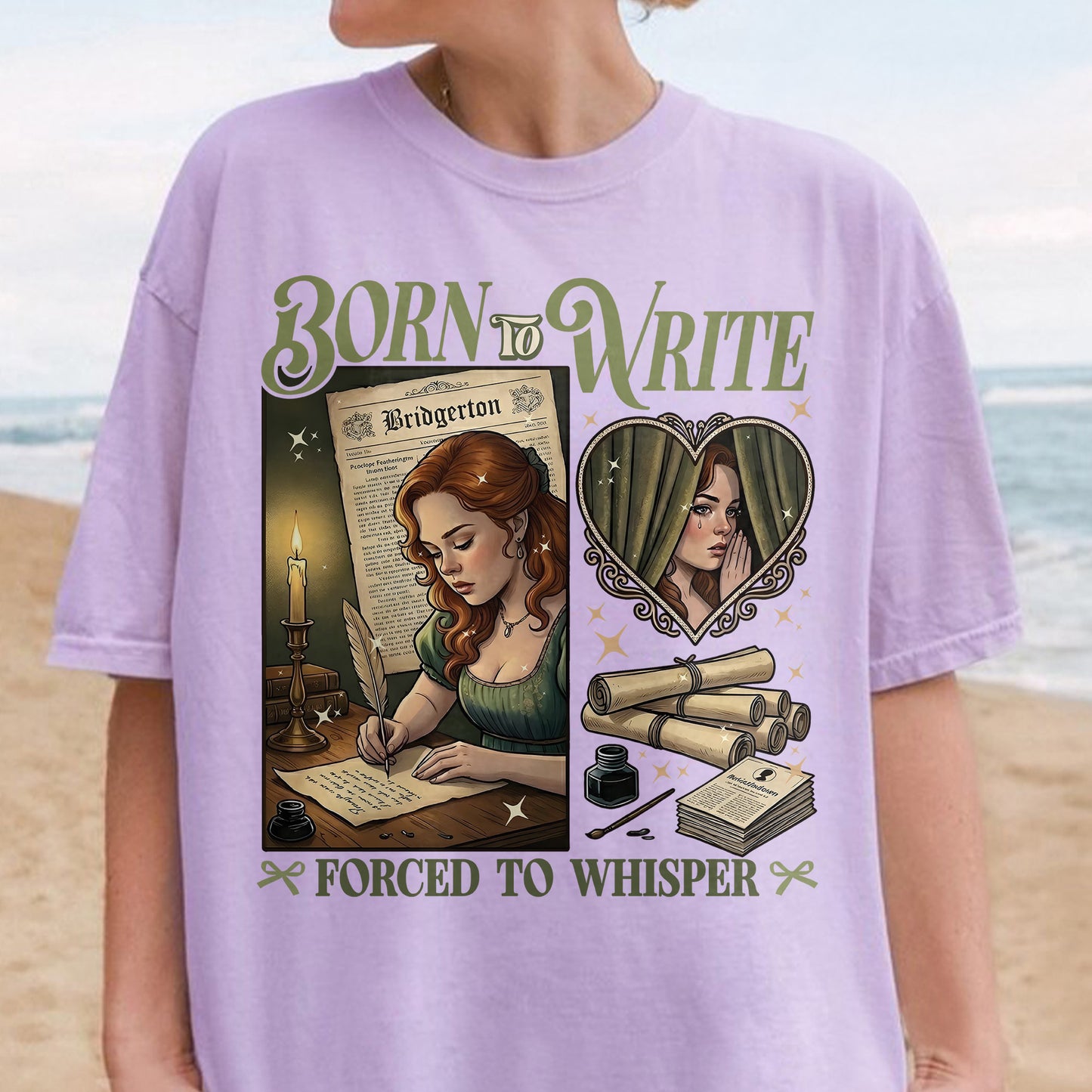 Born to Write, Forced to Whisper – Lady Whistledown Inspired – Bridgerton Penelope Featherington Tshirt