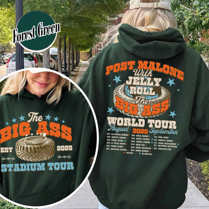 PM With JR Concert Hoodie,The Big Ass World Tour  August and September Hoodie,Country Music Tour Outfit