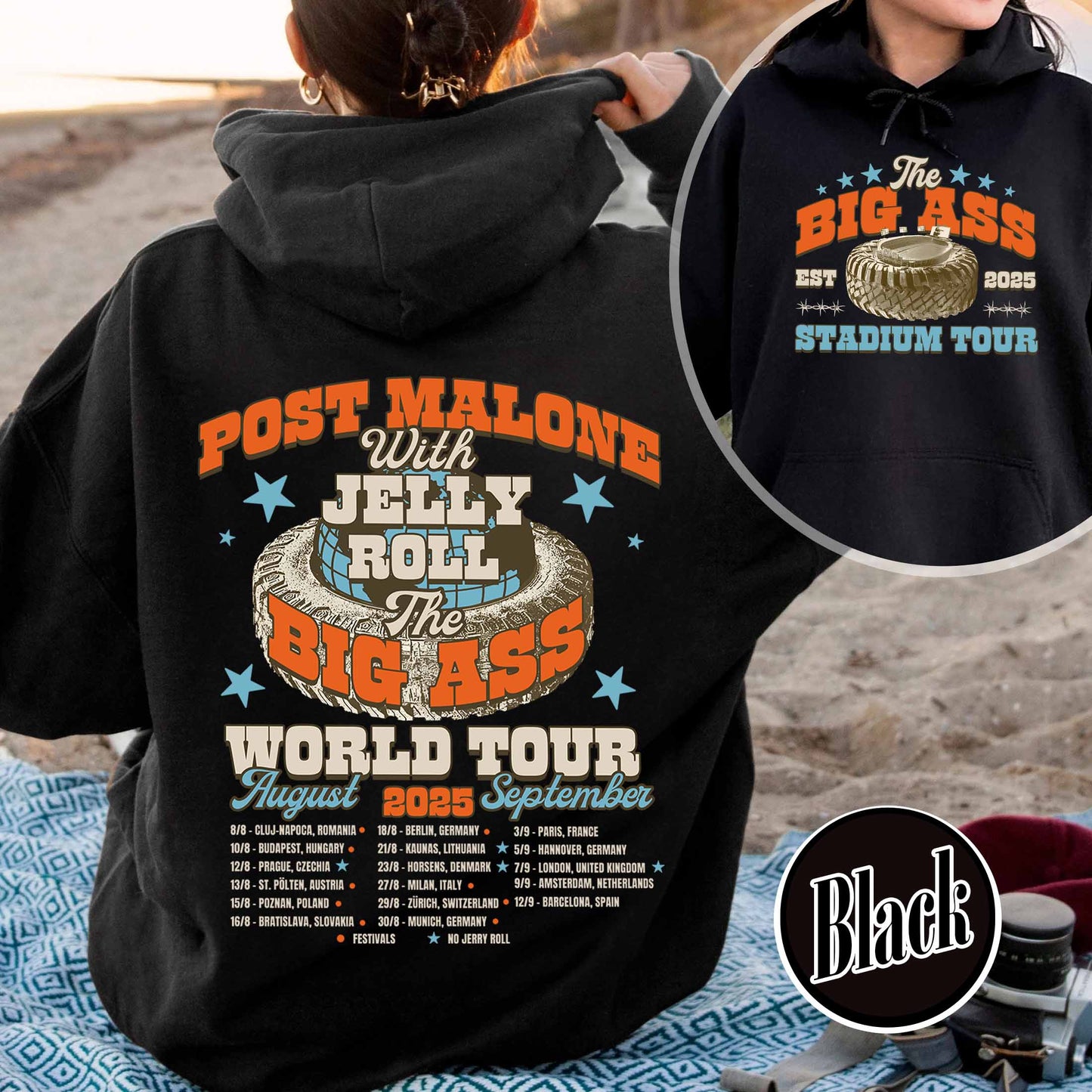 PM With JR Concert Hoodie,The Big Ass World Tour  August and September Hoodie,Country Music Tour Outfit