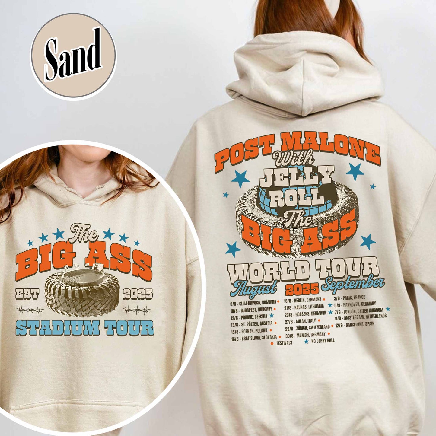 PM With JR Concert Hoodie,The Big Ass World Tour  August and September Hoodie,Country Music Tour Outfit