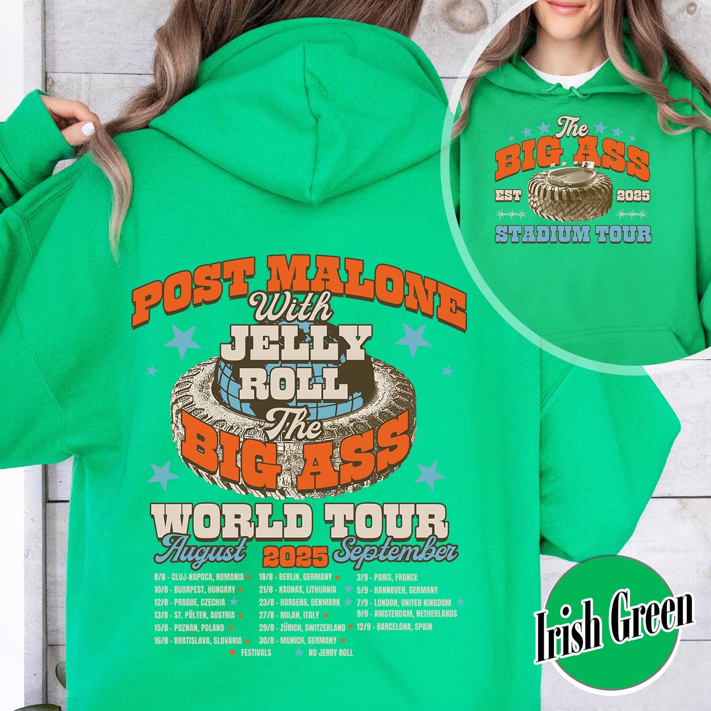 PM With JR Concert Hoodie,The Big Ass World Tour  August and September Hoodie,Country Music Tour Outfit