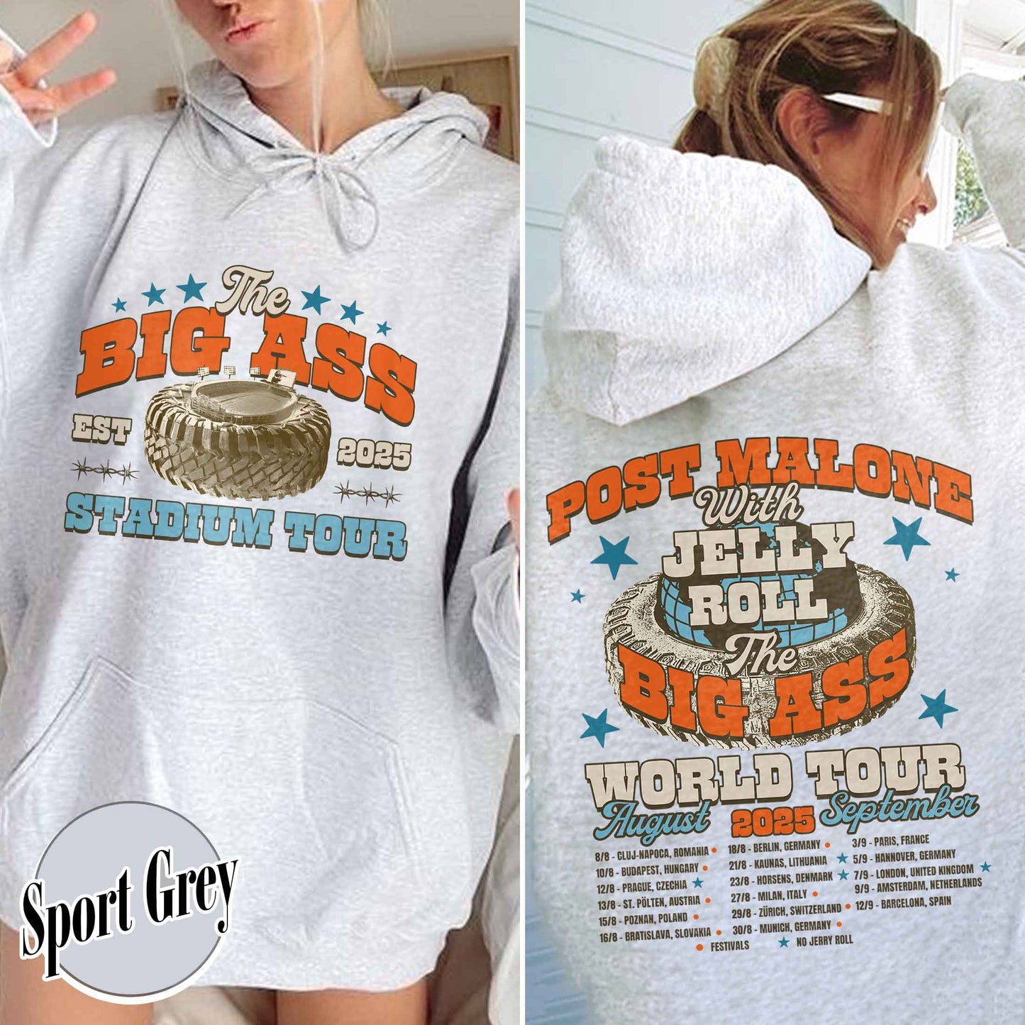 PM With JR Concert Hoodie,The Big Ass World Tour  August and September Hoodie,Country Music Tour Outfit