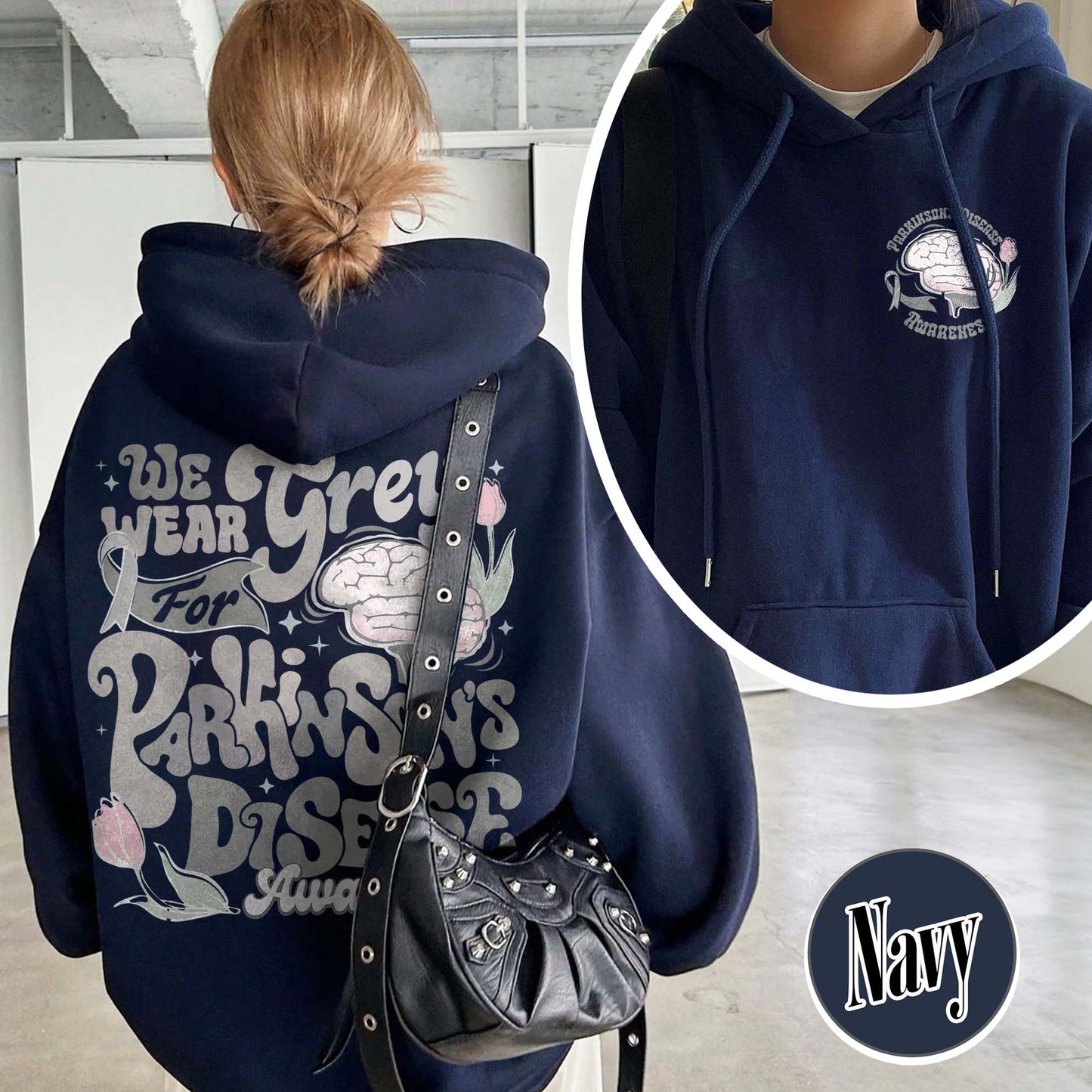 Parkinson’s Disease Awareness Hoodie, We Wear Grey for Parkinson’s Disease Hoodie
