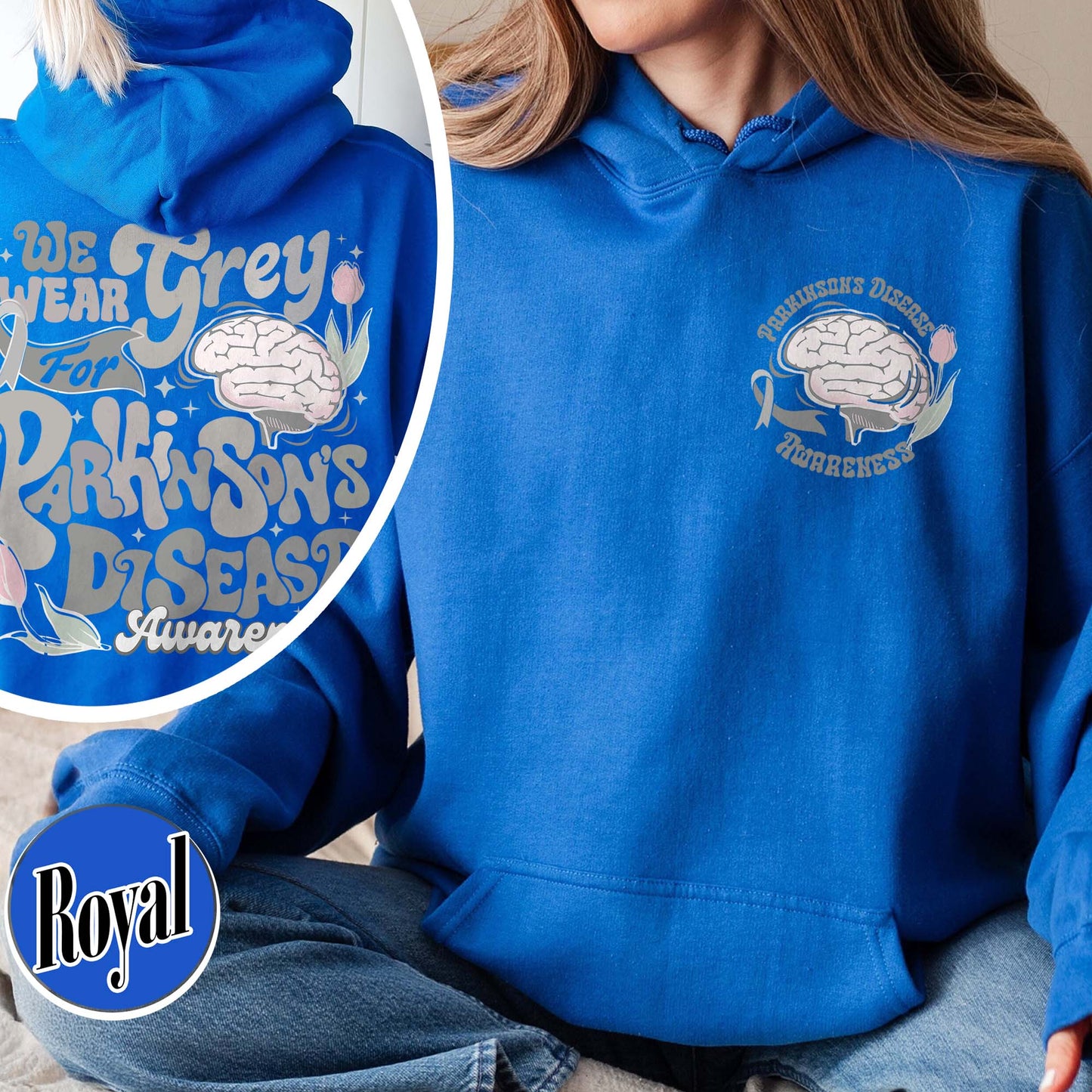 Parkinson’s Disease Awareness Hoodie, We Wear Grey for Parkinson’s Disease Hoodie
