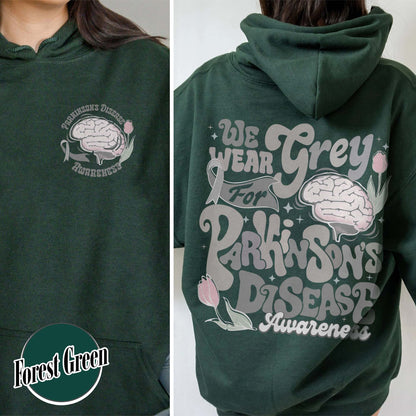 Parkinson’s Disease Awareness Hoodie, We Wear Grey for Parkinson’s Disease Hoodie