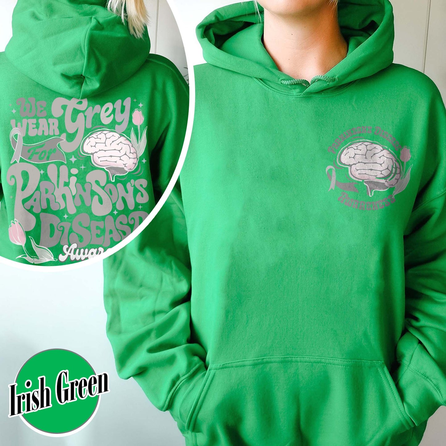 Parkinson’s Disease Awareness Hoodie, We Wear Grey for Parkinson’s Disease Hoodie
