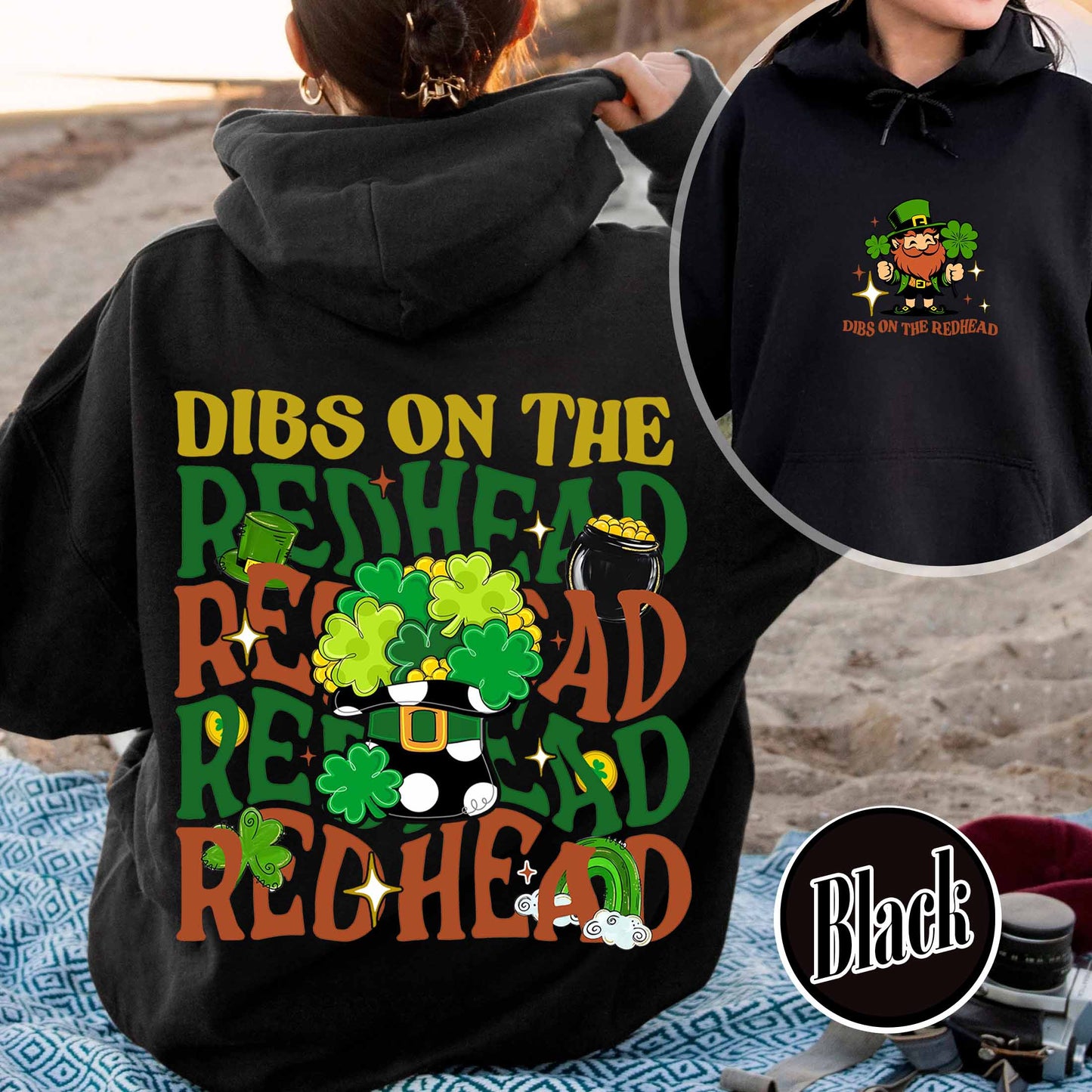 Patricks Day Hoodie,Dibs On The Redhead Baby Hoodie, Funny St Patricks Day Hoodie, Y2K Lucky Hoodie