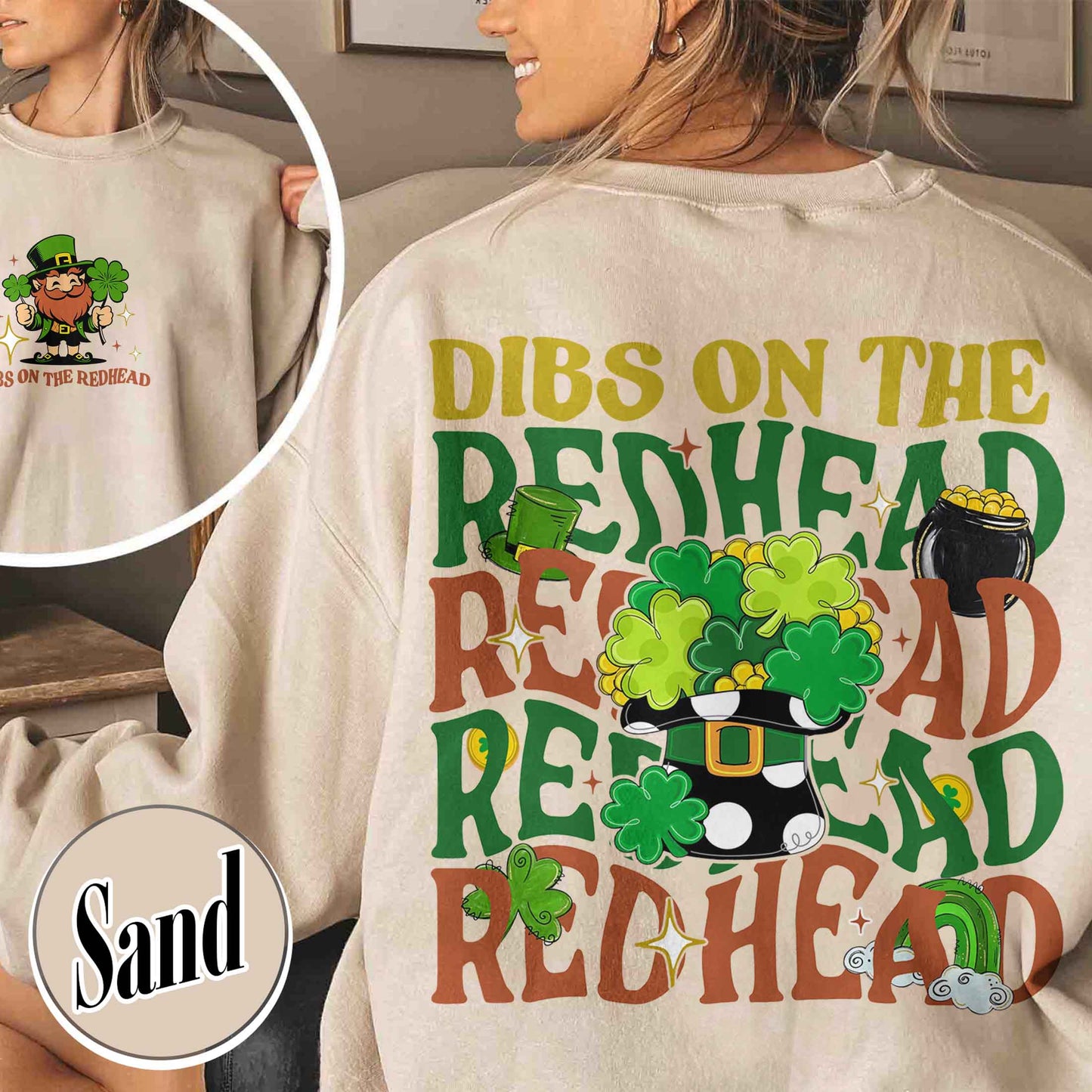 Patricks Day Sweatshirt,Dibs On The Redhead Baby Sweatshirt, Funny St Patricks Day Sweatshirt, Y2K Lucky Sweatshirt