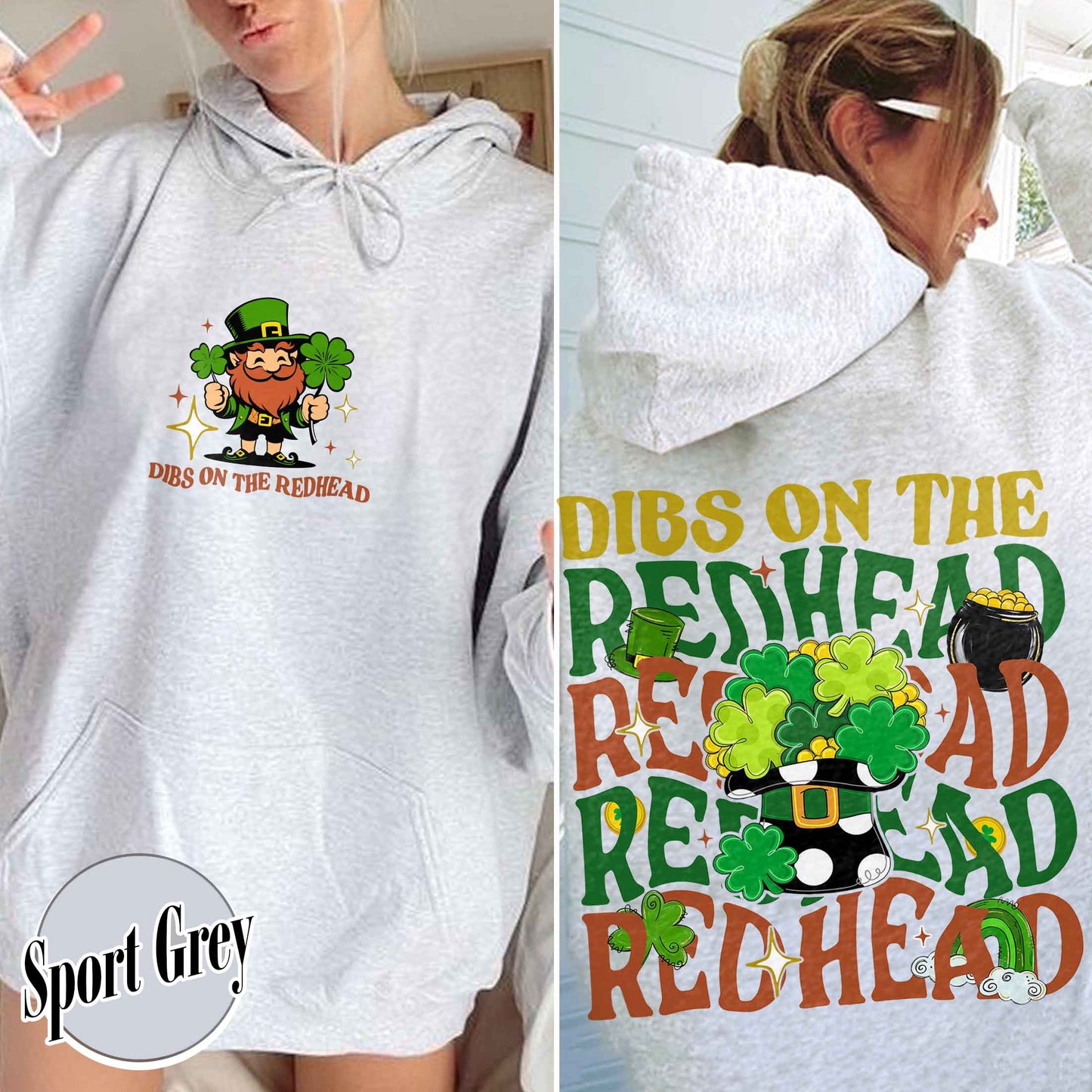 Patricks Day Hoodie,Dibs On The Redhead Baby Hoodie, Funny St Patricks Day Hoodie, Y2K Lucky Hoodie