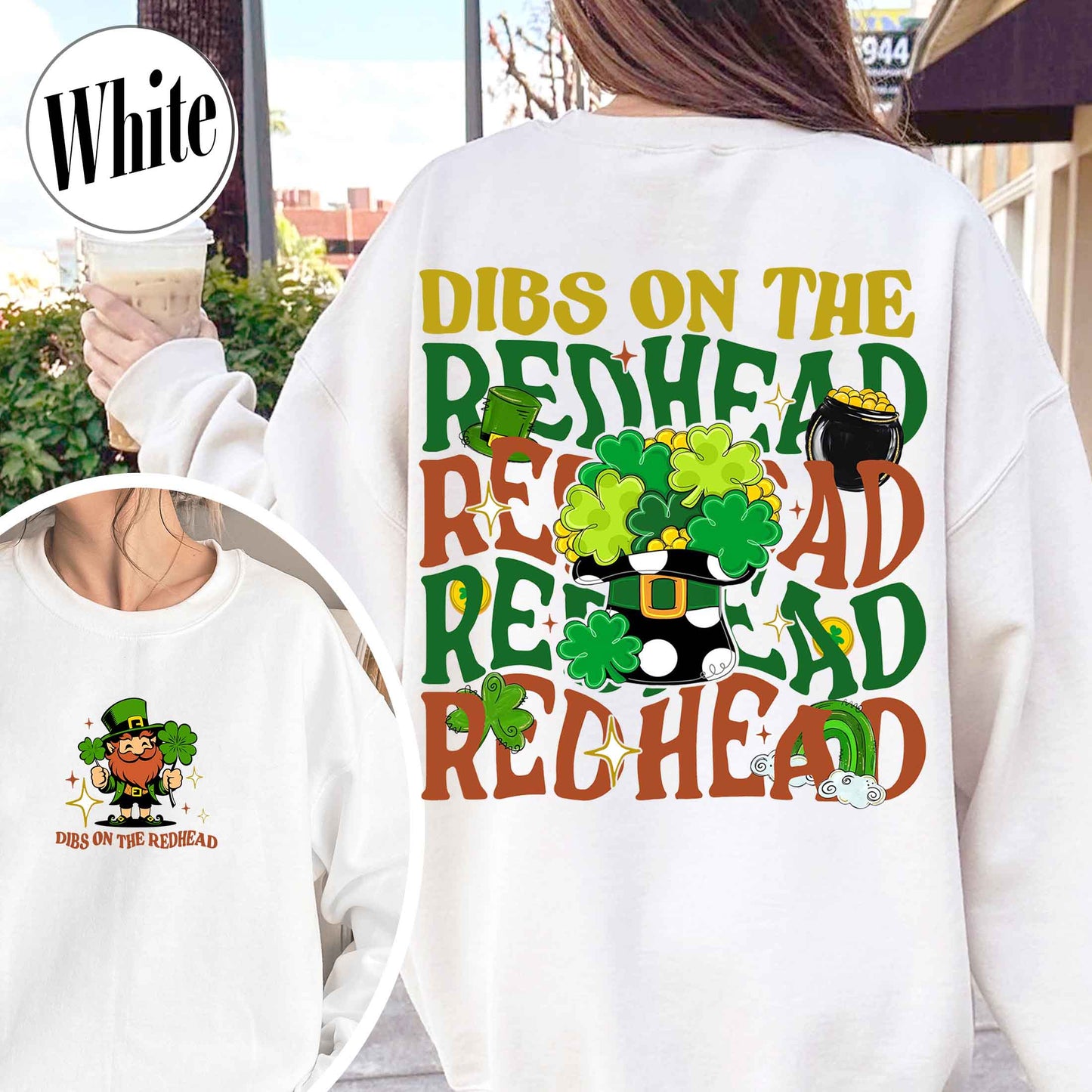 Patricks Day Sweatshirt,Dibs On The Redhead Baby Sweatshirt, Funny St Patricks Day Sweatshirt, Y2K Lucky Sweatshirt